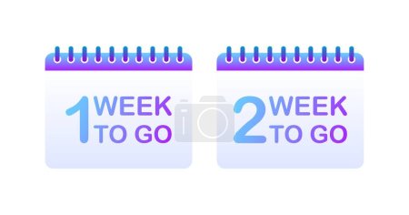 Week to go calendar. Flat, purple, 1 week to go, countdown calendar. Vector illustration