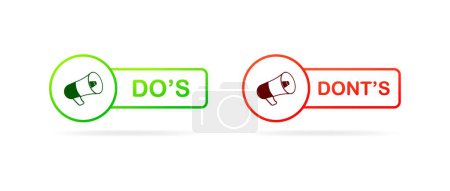 Do's and don'ts icons. Color, horn sign, do's icon, dont's sign. Vector icons