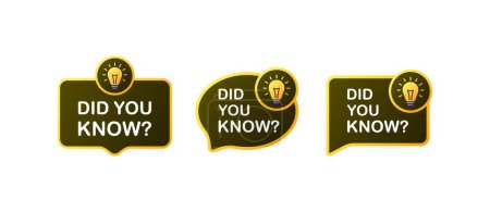 Illustration for Did you know bubble. Flat, yellow, did you know, glowing light bulb. Vector icons - Royalty Free Image