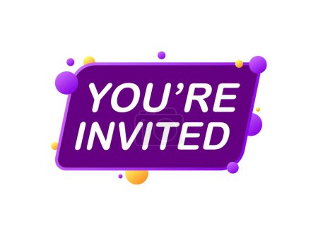 You're invited sign. Flat, purple, invited icon, you're invited. Vector illustration