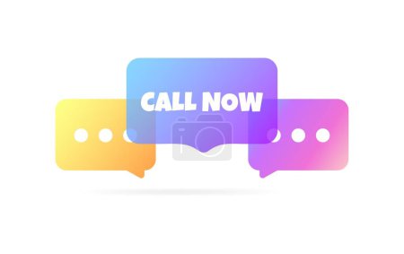 Illustration for Call now sign. Flat, color, message bubble, call now sign. Vector icon - Royalty Free Image