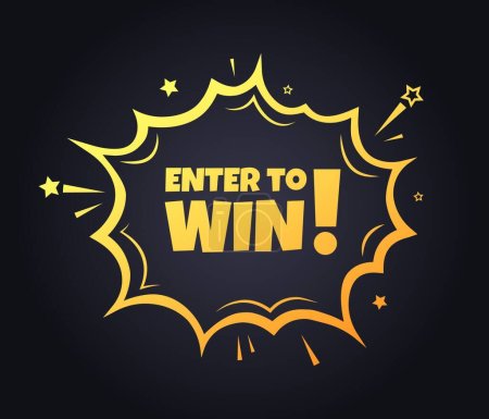 Illustration for Enter to win sign. Flat, yellow, explosion sign, enter to win sign, enter to win. Vector icon - Royalty Free Image