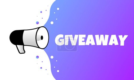 Giveaway sign. Flat, purple, text from a megaphone, giveaway sign. Vector icon