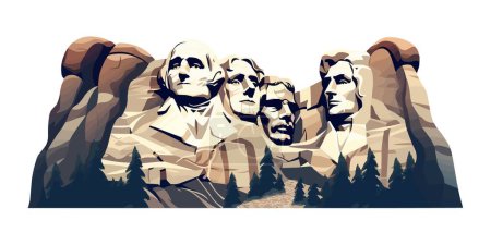 Illustration for Mount Rushmore vector isolated on white - Royalty Free Image