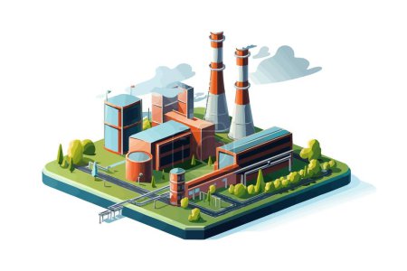 Illustration for Power plant isometric vector tile isolated - Royalty Free Image