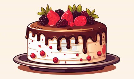 Téléchargez les illustrations : Gâteau style vectoriel isolé sur illustration de fond isolé - en licence libre de droit