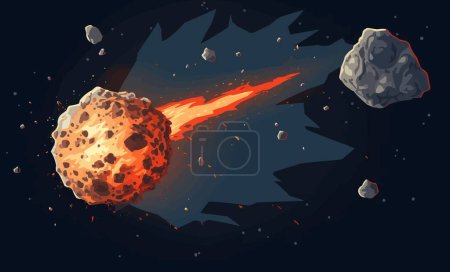 illustration de style vectoriel isolé minimaliste plat de vecteur d'astéroïde