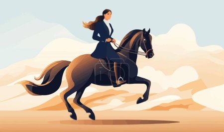 Ilustración de Mujer en traje caballo vector plano aislado ilustración - Imagen libre de derechos