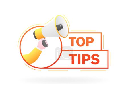 Top Tips banner icon. Flat style. Vector icon