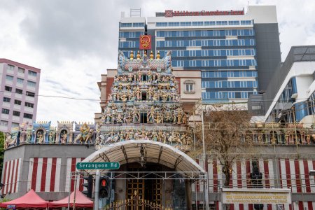 Photo for Sri veeramakaliamman temple iconic roof top architecture in Little India in Singapore. Taken on October 8th 2022 - Royalty Free Image