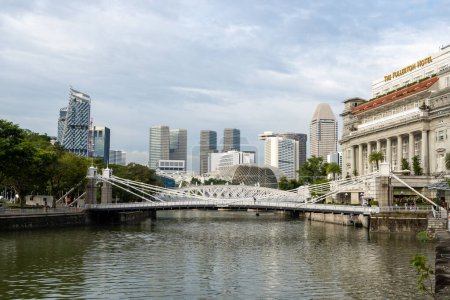 Photo for The view of Cavenagh Bridge one of the oldest bridge in Singapore. Taken on October 10th 2022 - Royalty Free Image