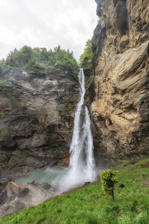 The view of Reichenbach Falls waterfall. Famous waterfall in Bernese Oberland region of Switzerland.