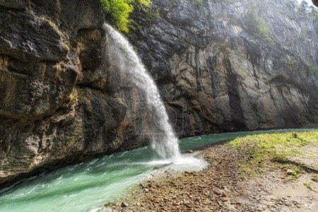 A small waterfall in Aare Gorge over the Aare river in Switzerland.