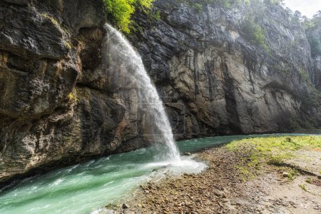 A small waterfall in Aare Gorge over the Aare river in Switzerland.