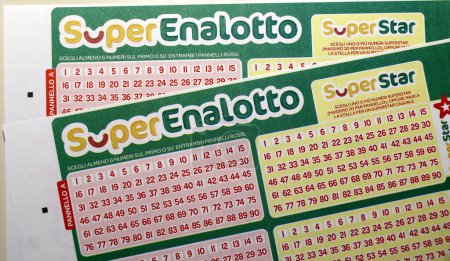 Photo for SuperEnalotto coupons, Italian numerical gambling with totalisers and prizes, managed by SISAL. High quality photo - Royalty Free Image