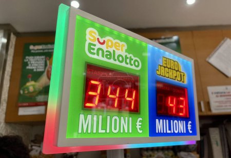Foto de Italian SuperEnalotto record jackpot. Italian lottery, 344 million euros. High quality photo - Imagen libre de derechos