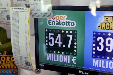 Photo for New jackpot of 54 million Euros from SuperEnalotto, the Italian lottery. High quality photo - Royalty Free Image