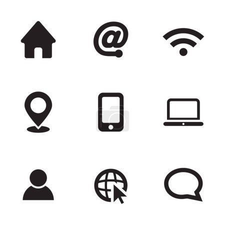 Ilustración de Conjunto de iconos de interfaz Estilo pictograma aislado, fácil de cambiar de color y tamaño - Imagen libre de derechos