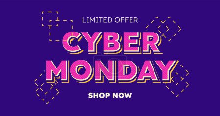 Illustration for Cyber monday sale banner. retro style effect - Royalty Free Image