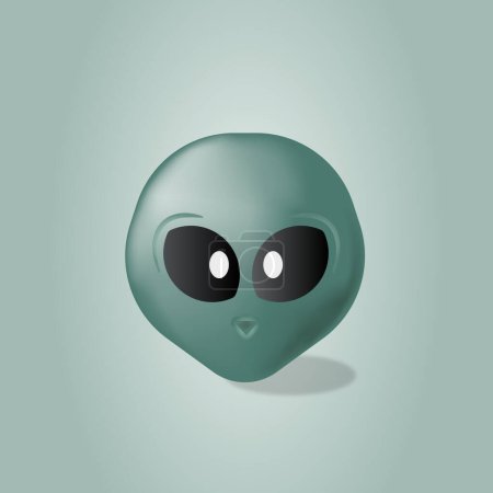 Ilustración de Ilustración 3D vector alienígena verde. Lindo icono alienígena. editable - Imagen libre de derechos