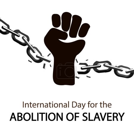 Ilustración de Día Internacional de la abolición de la esclavitud mano rompe la cadena, ilustración de arte vectorial. - Imagen libre de derechos