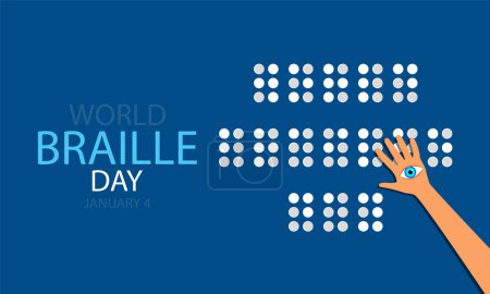 Ilustración de Día Mundial braille mano con ojo, ilustración de arte vectorial. - Imagen libre de derechos