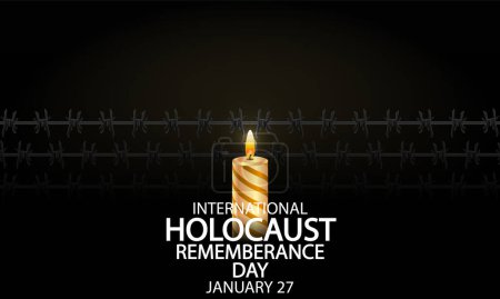 Illustration for Holocaust remembrance day barbed wire candle, vector art illustration. - Royalty Free Image