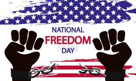 Illustration for National freedom day broken chains, vector art illustration. - Royalty Free Image
