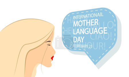 Ilustración de Mother Language Day International girls words, vector art illustration. - Imagen libre de derechos