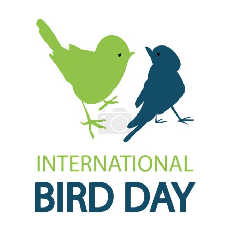 Illustration for Bird day international 2 birds on letters, vector art illustration. - Royalty Free Image
