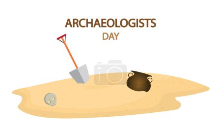 Illustration for Archaeologists Day site of ancient excavations, vector art illustration. - Royalty Free Image
