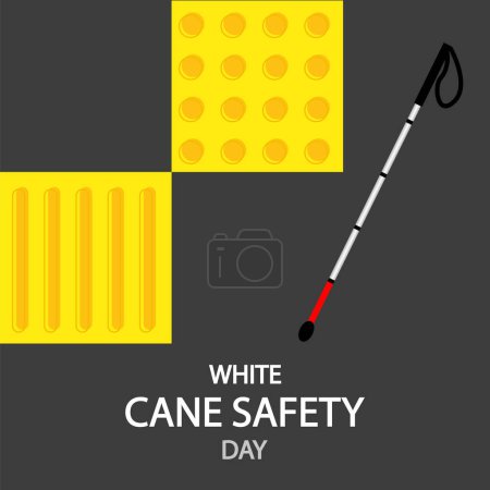 Ilustración de Bloque guía de día de seguridad de caña blanca para peatones, ilustración de arte vectorial. - Imagen libre de derechos