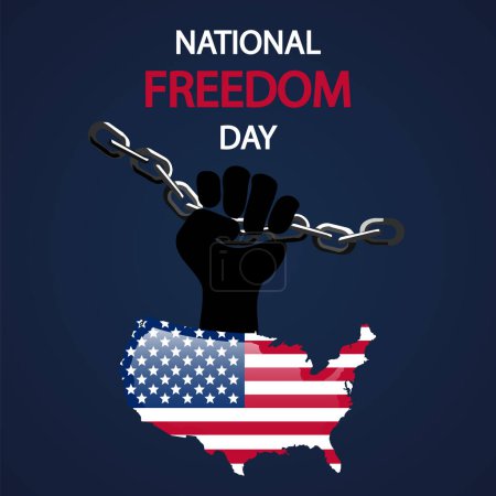 Ilustración de Día Nacional de la Libertad en EE.UU. mano con la cadena, ilustración de arte vectorial. - Imagen libre de derechos