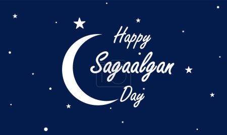 Ilustración de Sagaalgan feliz día mes, ilustración de arte vectorial. - Imagen libre de derechos