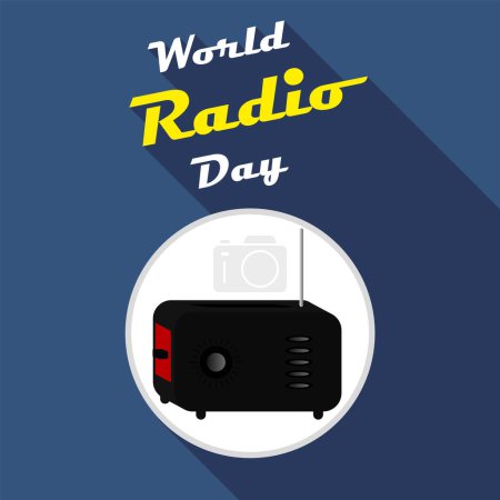 Ilustración de Banner del mundo del día de la radio, ilustración del arte del vector. - Imagen libre de derechos