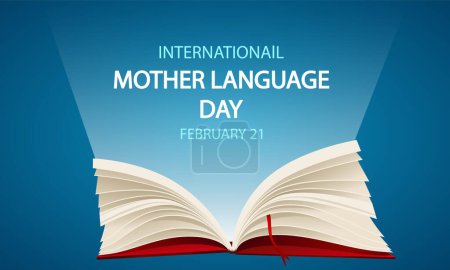 Illustration for Mother language day open book, vector art illustration. - Royalty Free Image