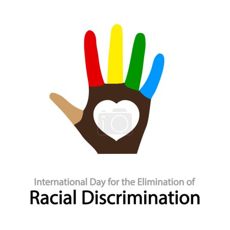 Téléchargez les illustrations : Élimination de la discrimination raciale Journée internationale main, illustration vectorielle de l'art. - en licence libre de droit