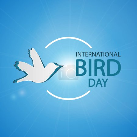 Téléchargez les illustrations : Journée des oiseaux colombe internationale dans le ciel, illustration d'art vectoriel. - en licence libre de droit