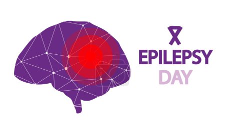 Banner cerebral del día de la epilepsia, ilustración de arte vectorial.