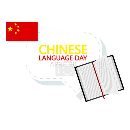 Tag der chinesischen Sprache Flagge und Bücher zum Studium, Vektor Art Illustration.