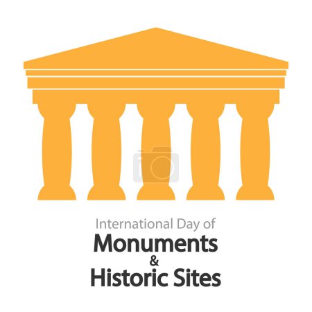 Monumentos y sitios históricos Día Internacional Columnas griegas, ilustración de arte vectorial.