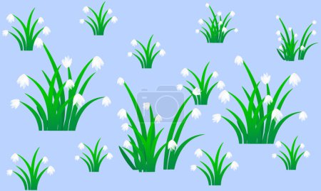Illustration for Snowdrop day landscape flowers, vector art illustration. - Royalty Free Image