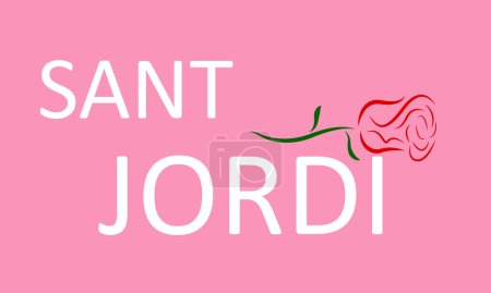 Sant jordi día o San Jorge tipografía y rosa, ilustración de arte vectorial.