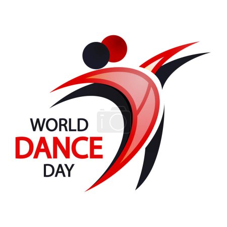 Dance Day logo 2 dancing people, vector art illustration.