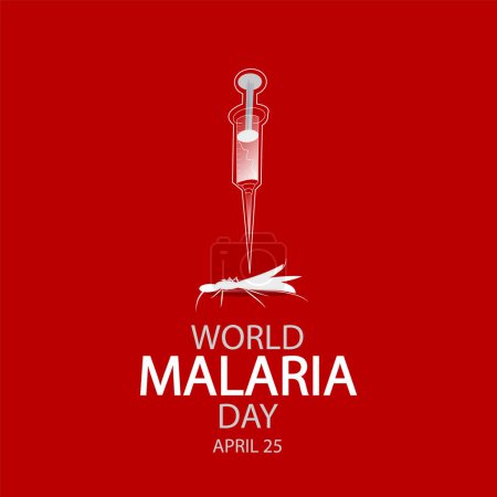 Malaria Jeringa para mosquitos del Día Mundial, ilustración de arte vectorial.