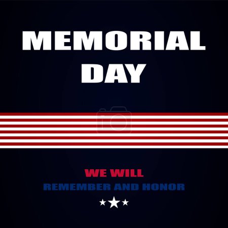 Jour commémoratif Etats-Unis nous nous souviendrons et honorerons bannière, illustration d'art vectoriel.