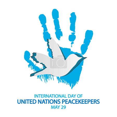 UN Peacekeepers International Day dove of peace, vector art illustration.