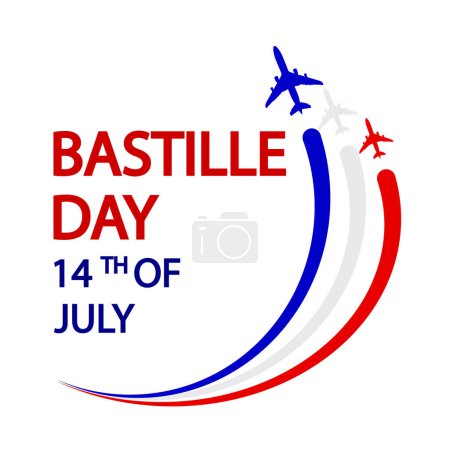 Bastille-Tag Flugzeuge Flagge, Vektorkunst Illustration.