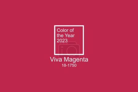 Demonstrating color of 2023 year. Viva Magenta. Magenta background with text color of the year 2023