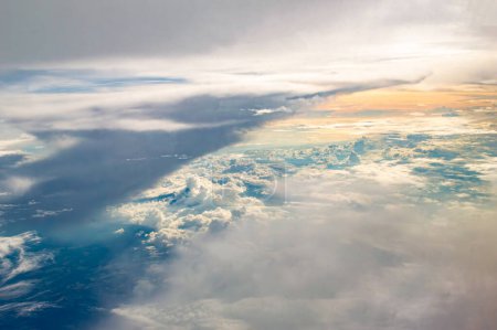 Dramatic bird eye view of cloudscape of cumulonimbus and nimbus cloud.